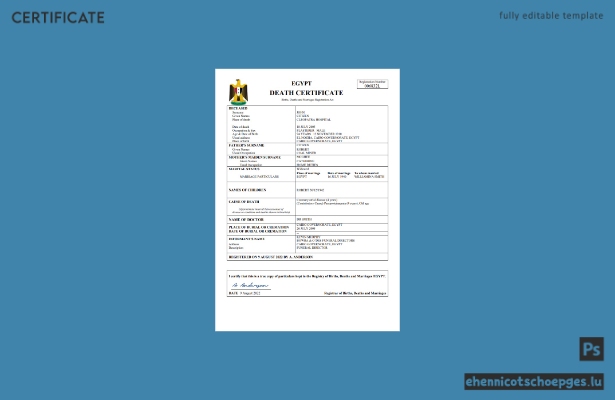 Ägyptisches Personenstandsregister: Sterbeurkunde (Word- und PDF-Beispiel)
